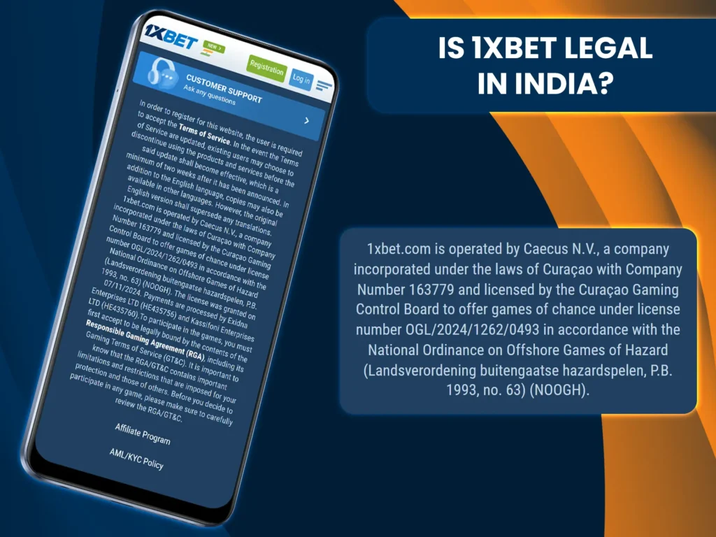 Licensed by Curacao, 1xBet is a legal online gambling platform.