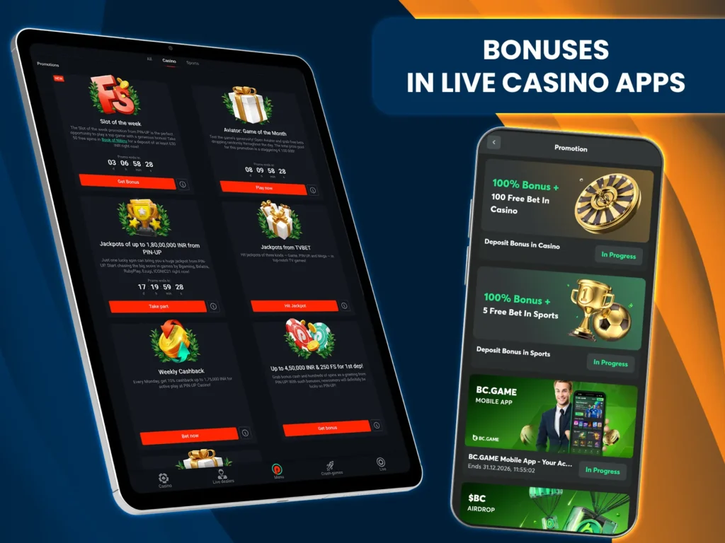 Don't miss out on attractive bonuses at live casino apps.