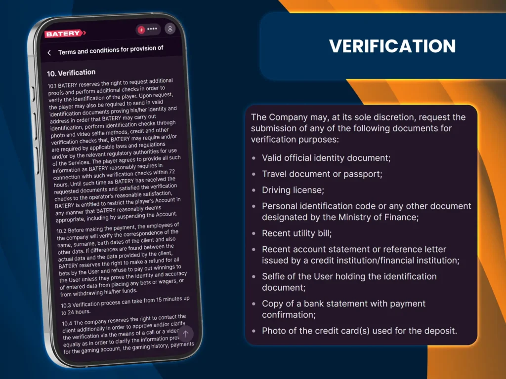 Batery may require new users to go through a verification process.