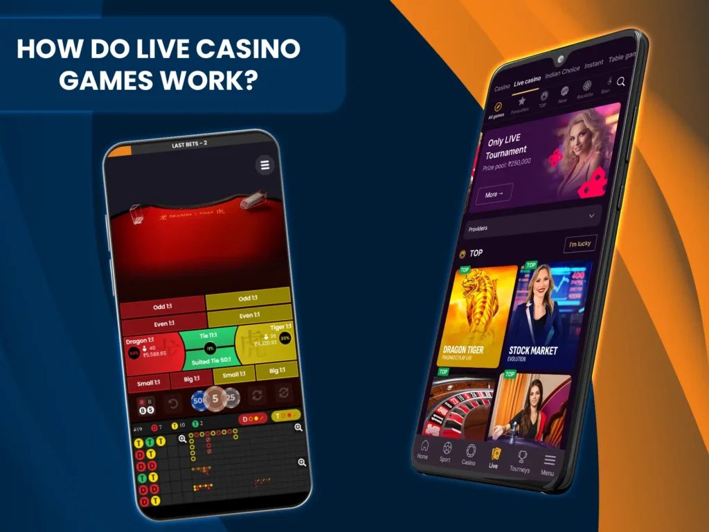 Professional dealers conduct live casino games in real time by chatting with players.