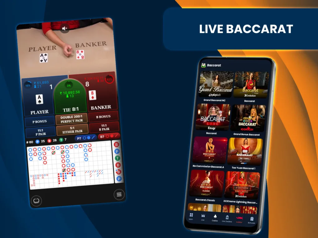 In baccarat, players bet on whether the player or banker hand will be closer to 9, or on a tie.