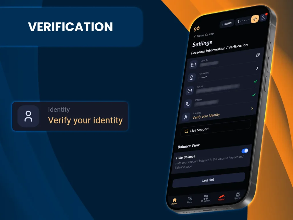 Odds96's verification process is fast and straightforward.