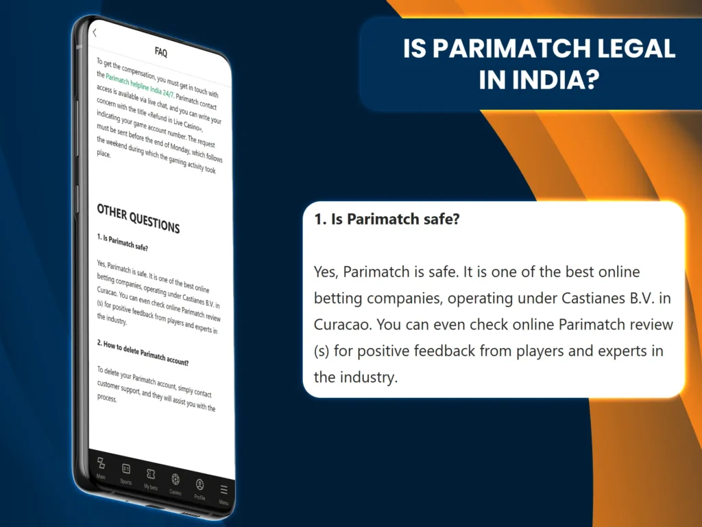 Licensed by Curacao, Parimatch is available for Indian users.