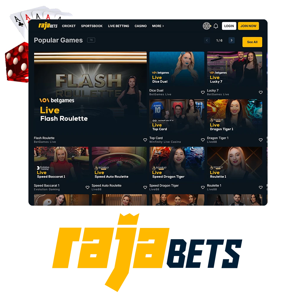 Live casino Rajabets offers a wide variety of games and a generous bonuses.