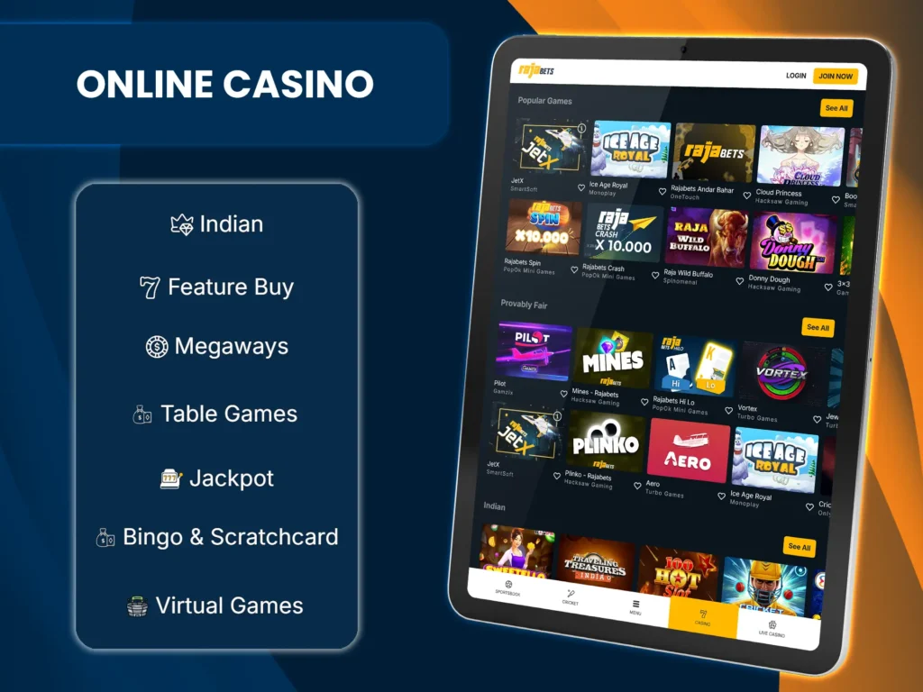 Rajabets Casino offers a wide variety of games to suit all tastes.