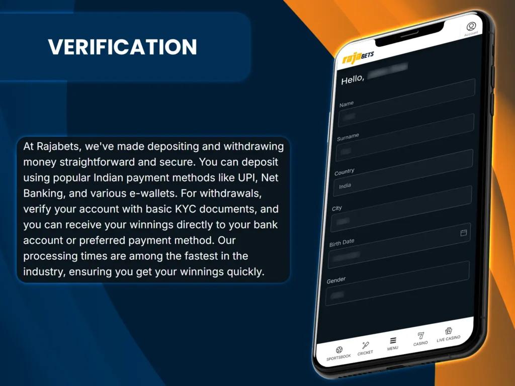 Rajabets may request you to verify your account for security purposes.