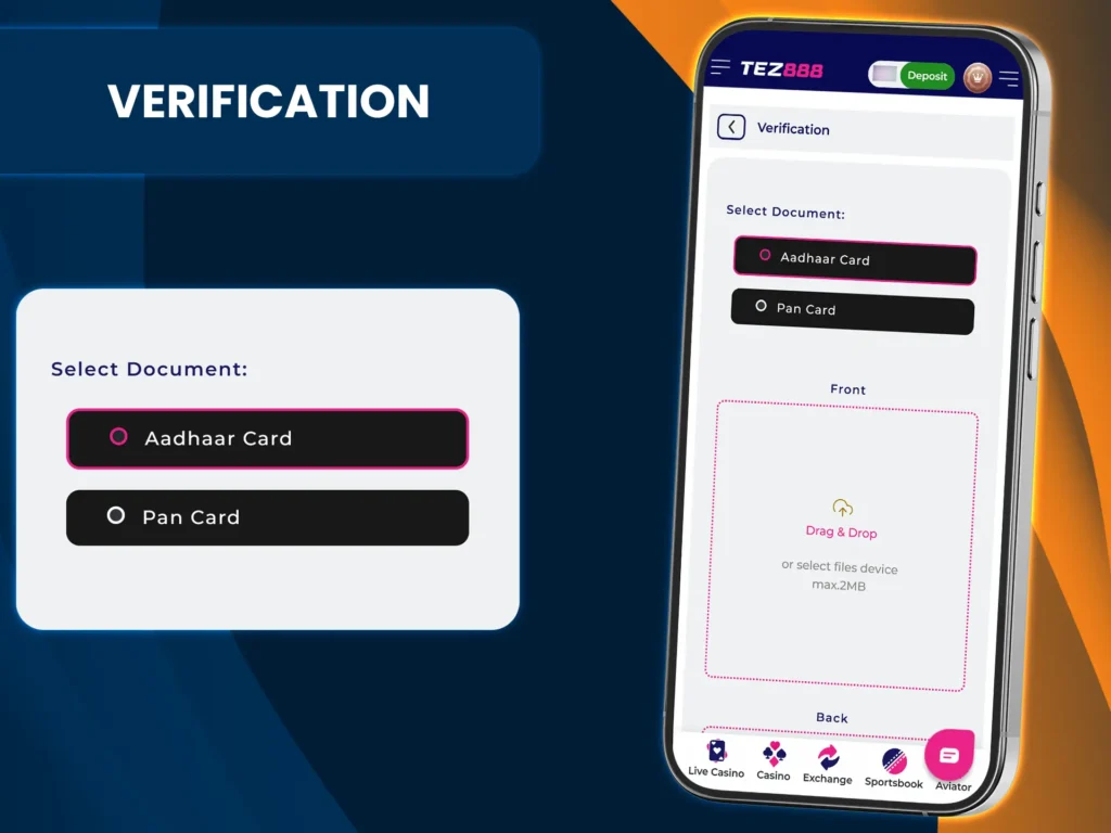 Tez888 requires verification to play for real money and withdraw winnings.