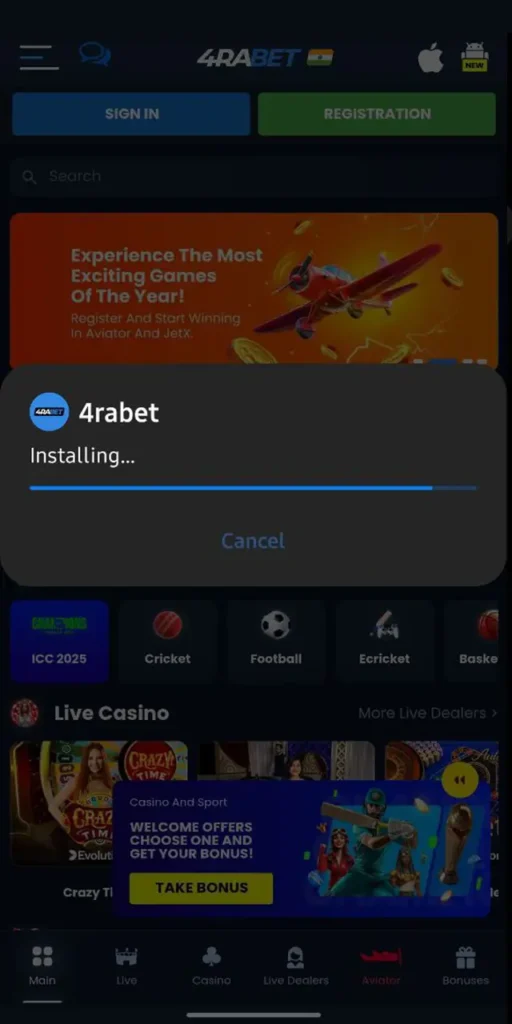 Install the live casino app on your android device and enjoy exciting games.