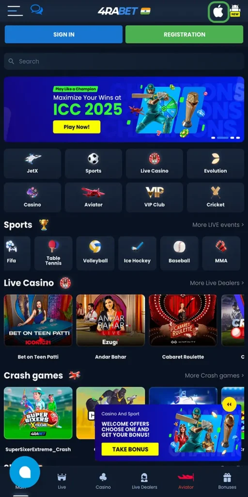 Locate the app download for iOS and start your live casino adventure.