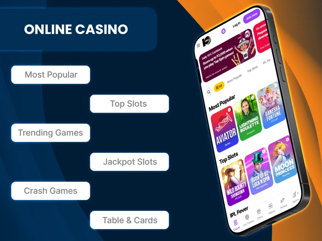 10Cric Casino offers a diverse game selection, from slots to table games.