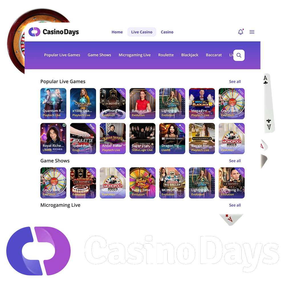 Casino Days offers a large selection of games, convenient payment methods and bonuses for new players.