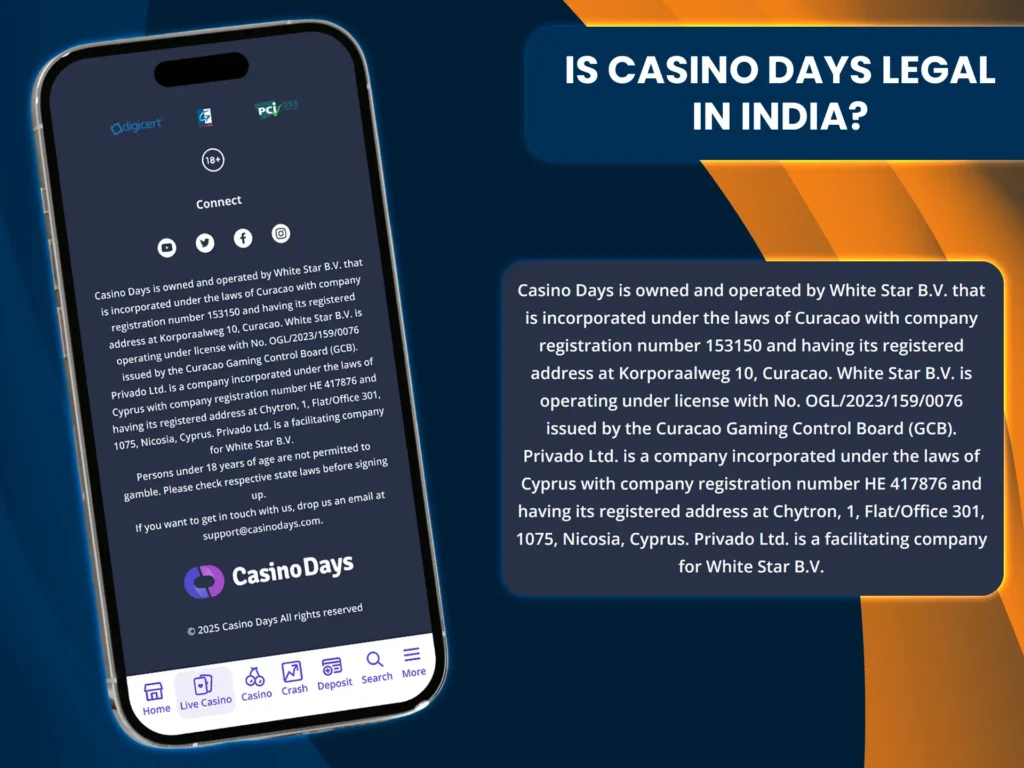 Register, deposit, and play safely at licensed Casino Days.