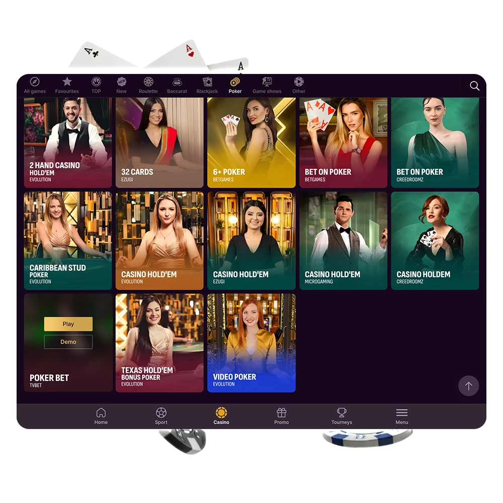 Demo mode allows live casino players to practice without losing money.