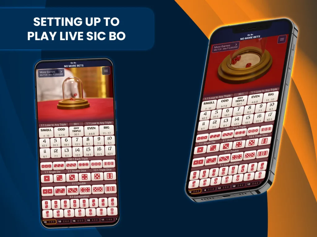 To play Sic Bo, choose a trusted live casino, register, deposit, choose a table and bet.