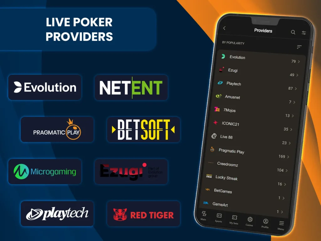 Various developers offer unique live casino poker experiences.