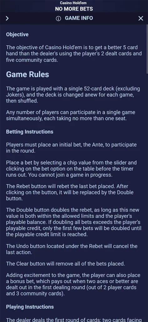 Live casino poker rules.