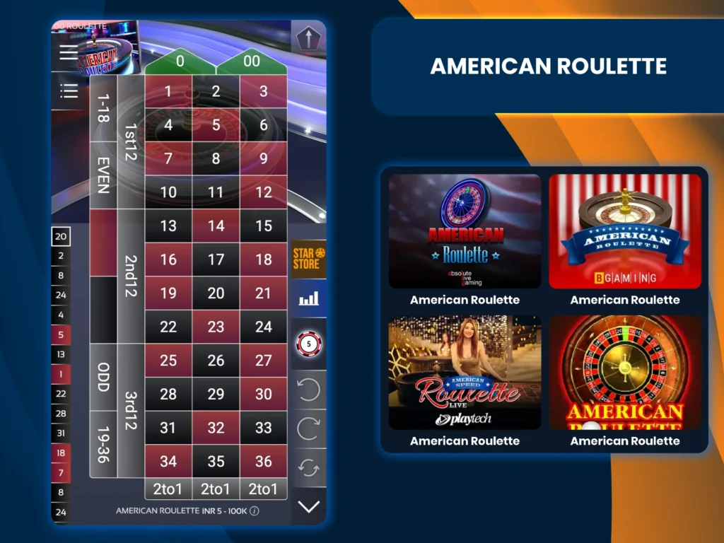 Try your luck at American Roulette.