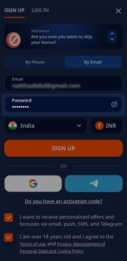 Please verify that you have entered your password correctly in the registration form on the Patang website.